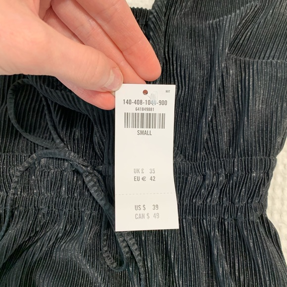 NWT Abercrombie & Fitch Black Satin Pleated Tie Front Cami | Size S - Picture 15 of 15